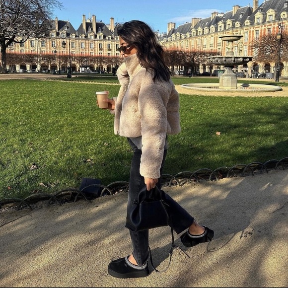 🥰 NWT Zara JACKET FAUX SHEARLING QUILTED ANORAK - Picture 9 of 17